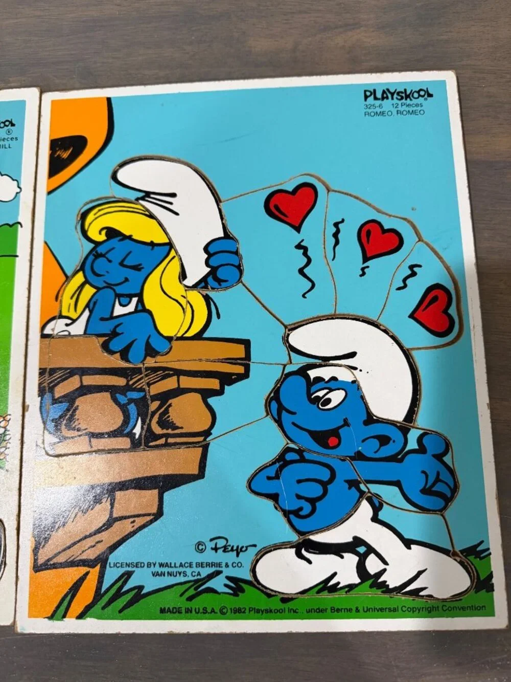 Two Vintage Playskool Wooden Puzzles Smurfs Jack and Jill 1980s